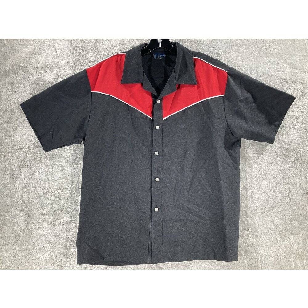 Vintage MT:2 Short Sleeve Shirt Men's Size Large Black and Red Button‎ Down